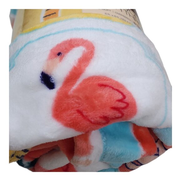 The Big One Oversized Plush Throw Blanket Coastal Print Faux Fur Tropical 5'x6' - Picture 3 of 13